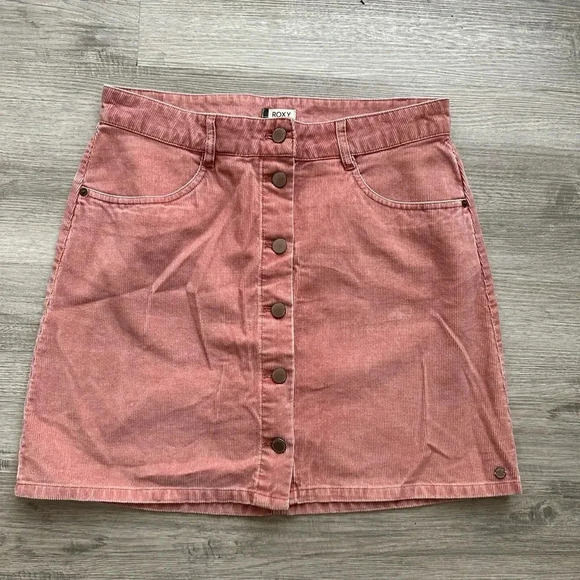 Roxy beautiful button down corduroy mini skirt Sz L - Picture 1 of 5